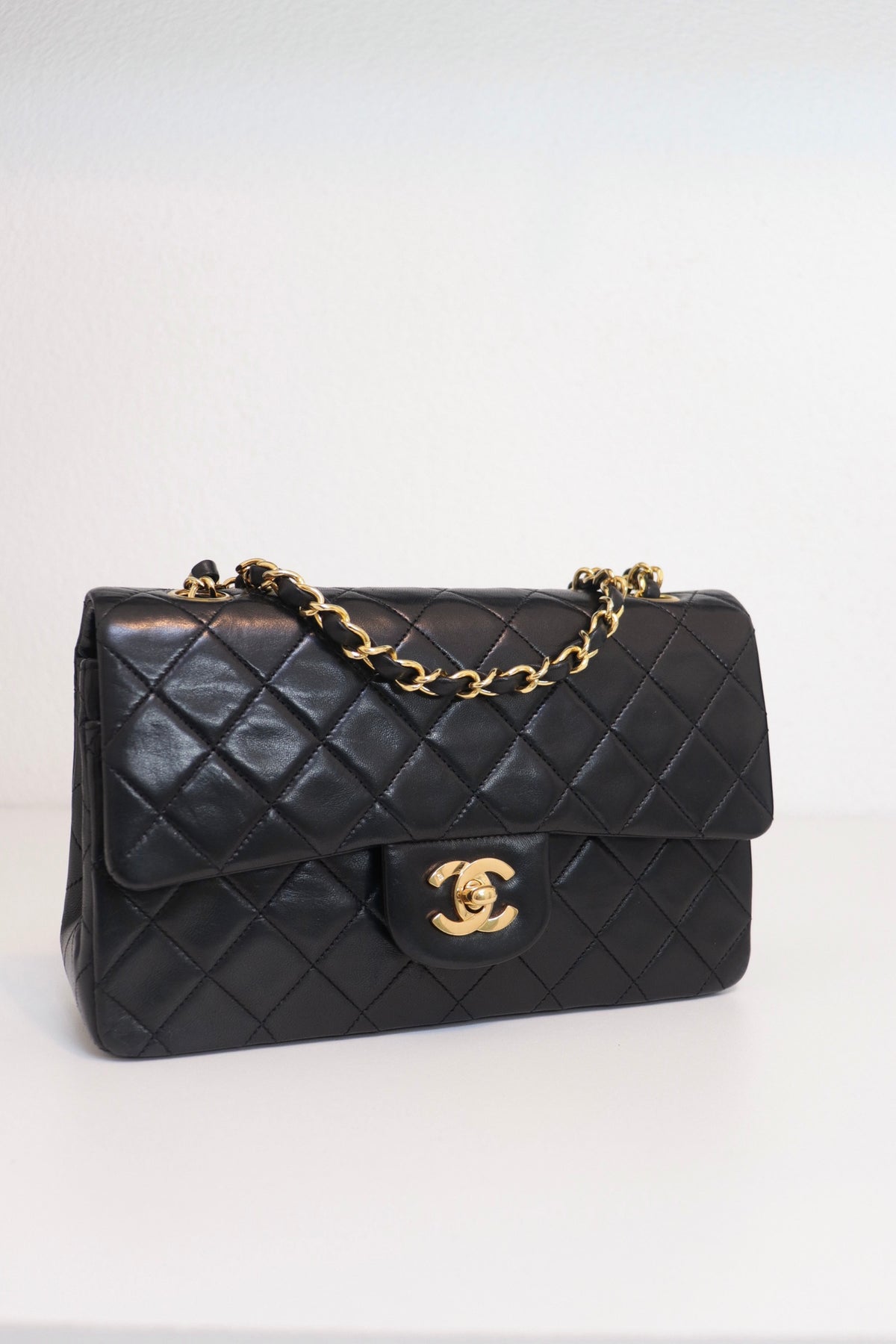 CHANEL Caviar Leather 23cm Small Double Flap Gold Hardware Shoulder Handbag  - PreLoved Treasures
